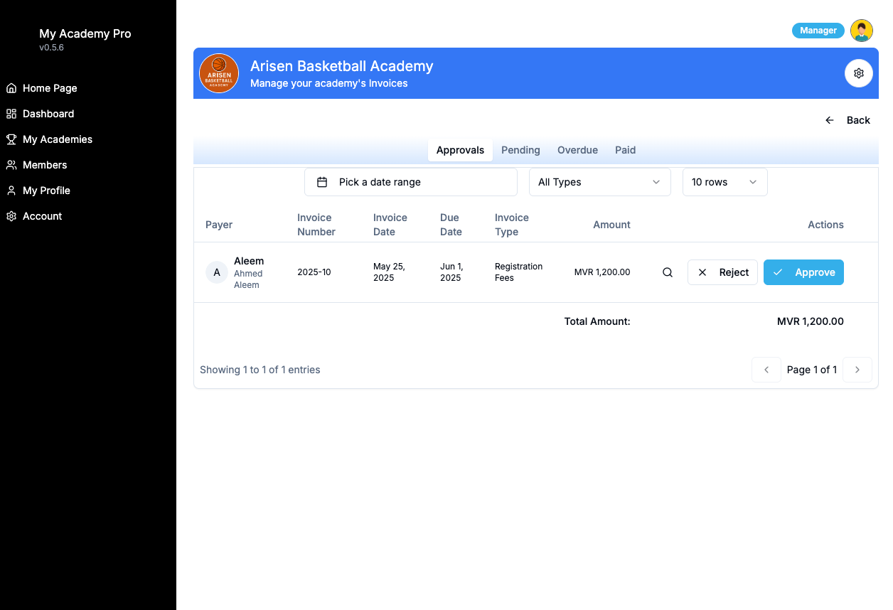 Keep track of fees and payments